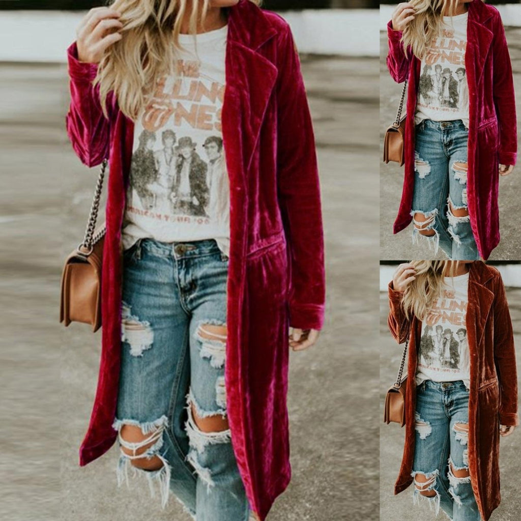 Velvet Open Front Duster - Bazaare Mart