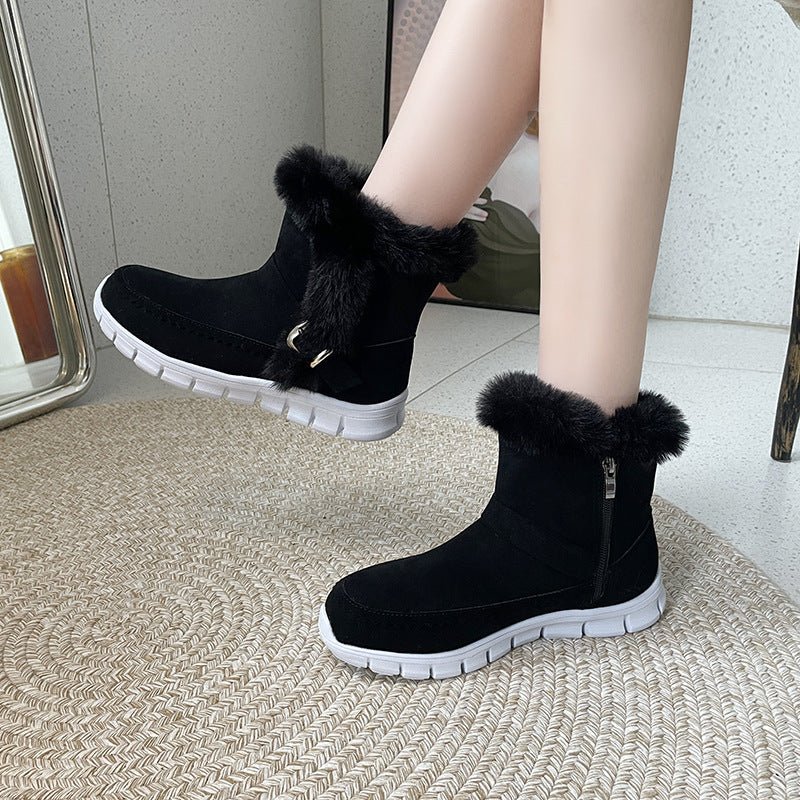 Warm Furry Winter Suede Ankle Boots - Bazaare Mart
