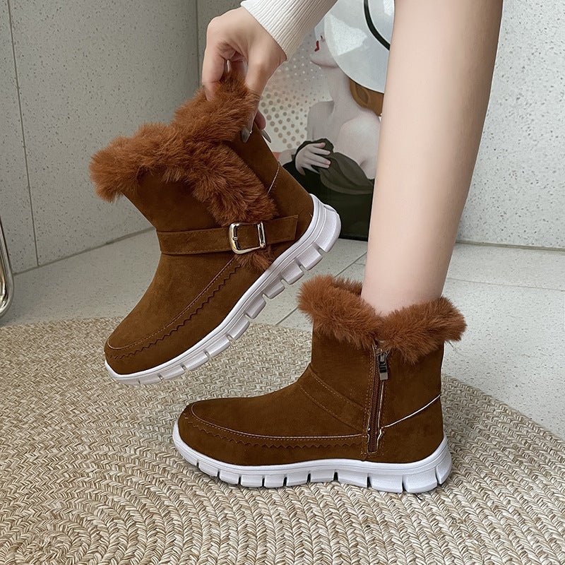 Warm Furry Winter Suede Ankle Boots - Bazaare Mart