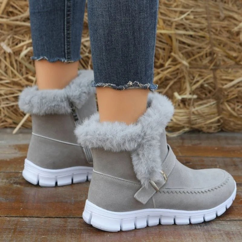 Warm Furry Winter Suede Ankle Boots - Bazaare Mart