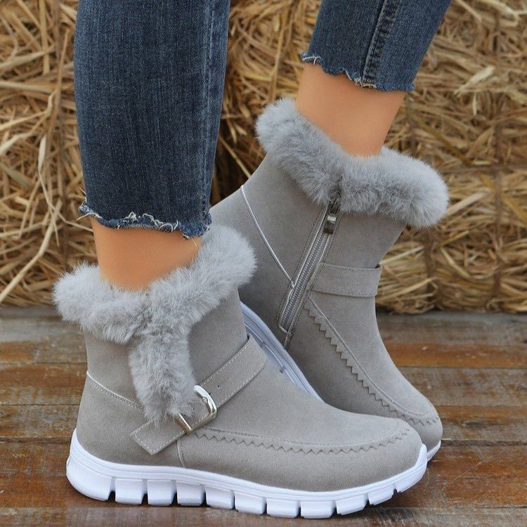 Warm Furry Winter Suede Ankle Boots - Bazaare Mart
