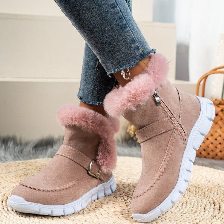 Warm Furry Winter Suede Ankle Boots - Bazaare Mart