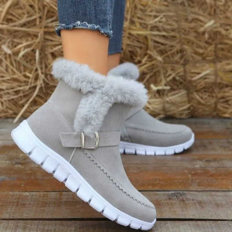 Warm Furry Winter Suede Ankle Boots - Bazaare Mart