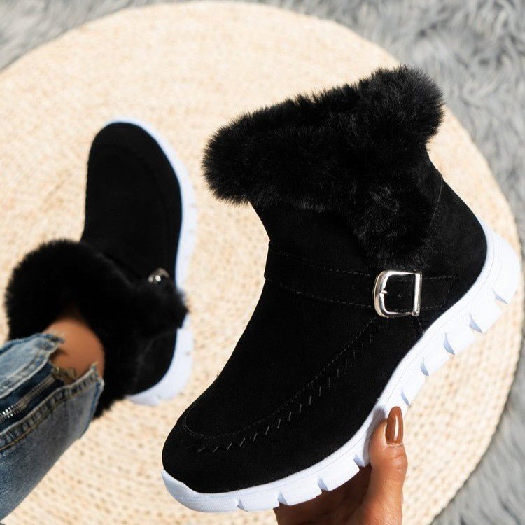 Warm Furry Winter Suede Ankle Boots - Bazaare Mart