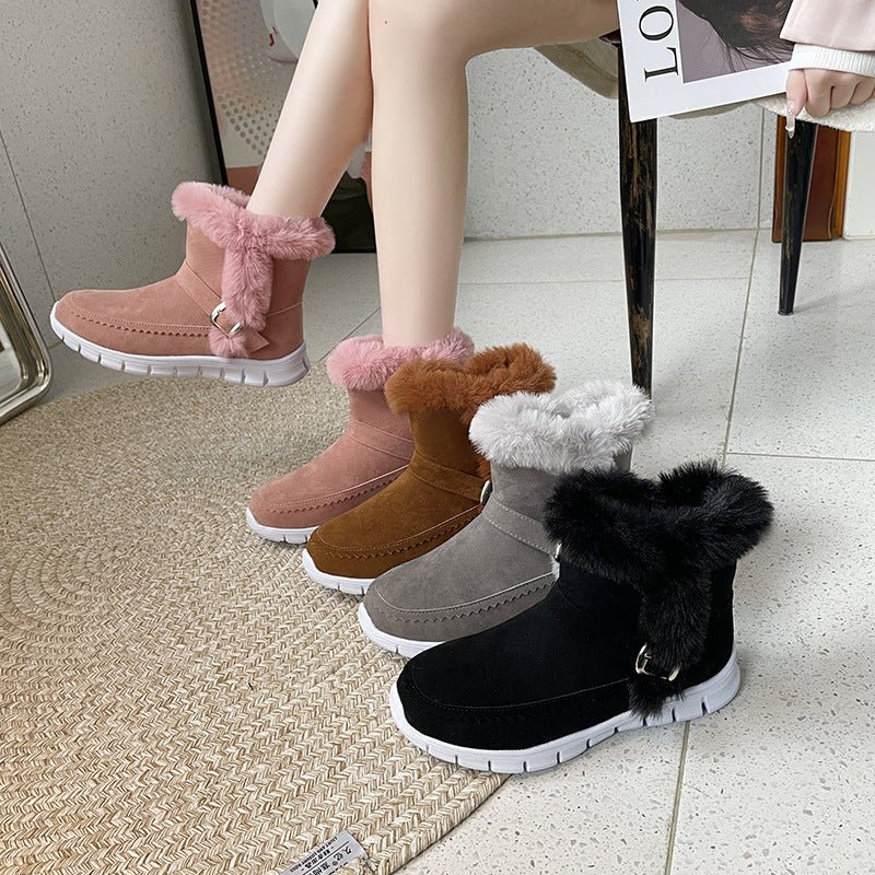 Warm Furry Winter Suede Ankle Boots - Bazaare Mart