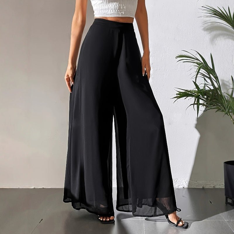 Wide - leg Chiffon Dress Pants - Bazaare Mart
