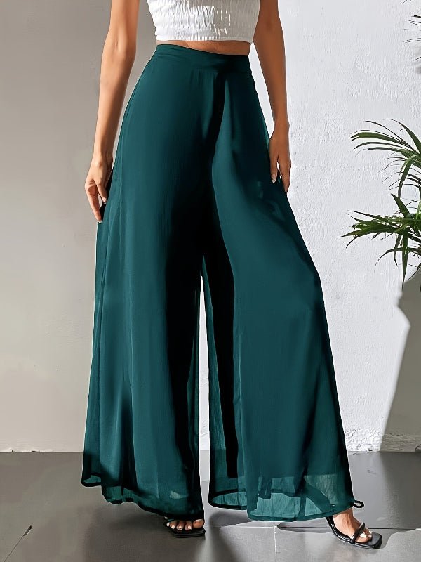 Wide - leg Chiffon Dress Pants - Bazaare Mart