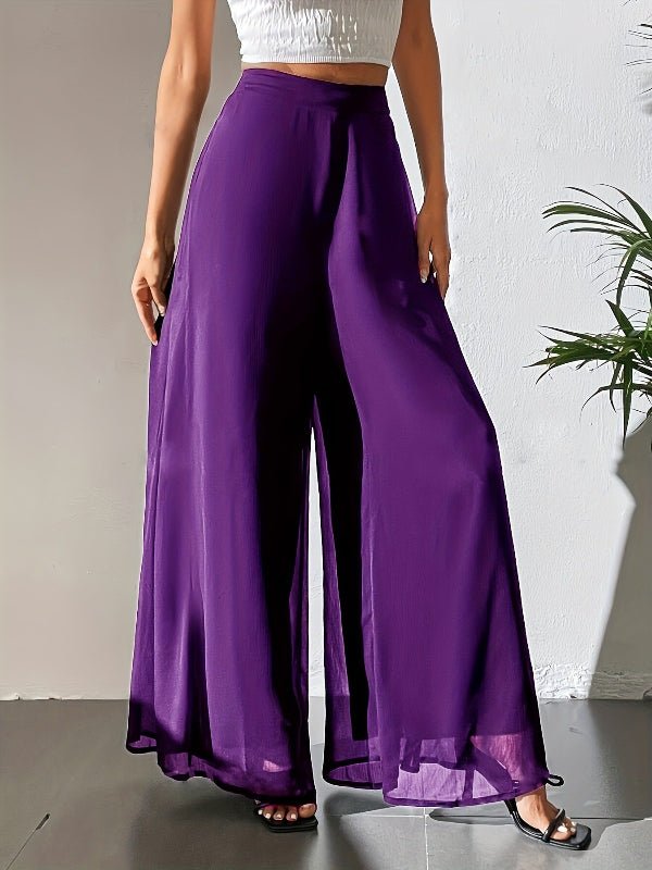 Wide - leg Chiffon Dress Pants - Bazaare Mart