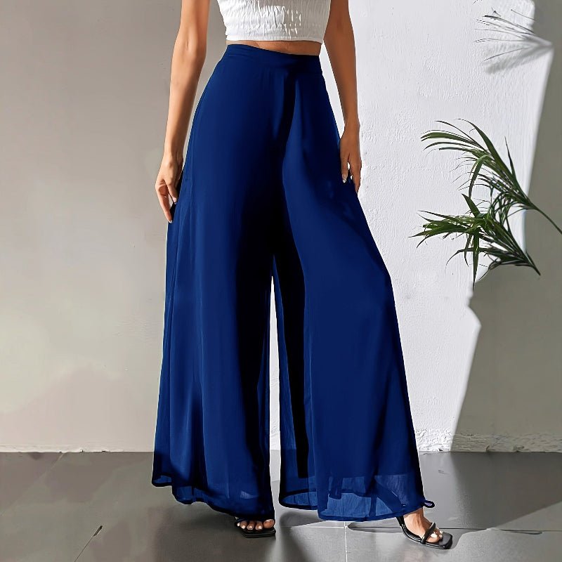 Wide - leg Chiffon Dress Pants - Bazaare Mart