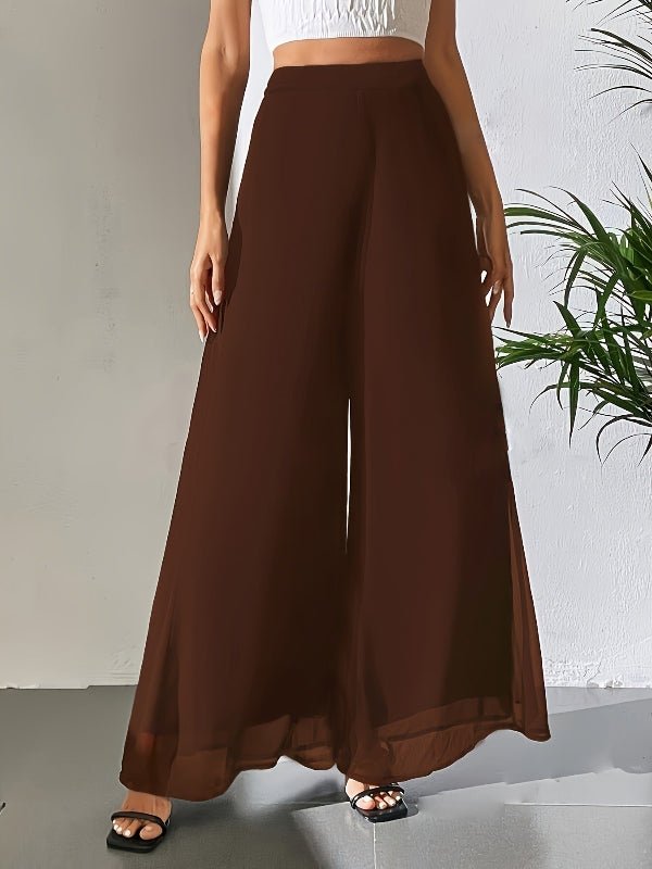 Wide - leg Chiffon Dress Pants - Bazaare Mart