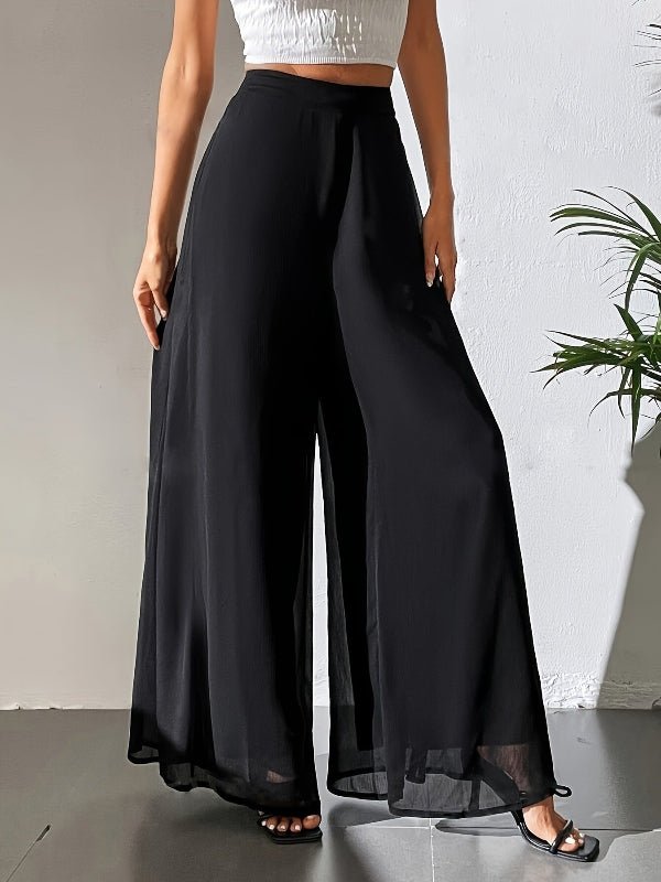 Wide - leg Chiffon Dress Pants - Bazaare Mart