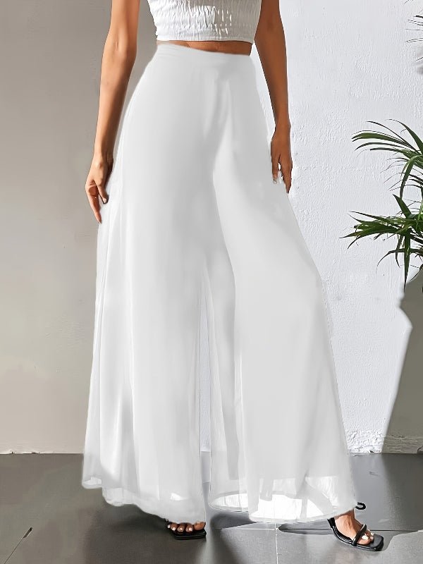 Wide - leg Chiffon Dress Pants - Bazaare Mart