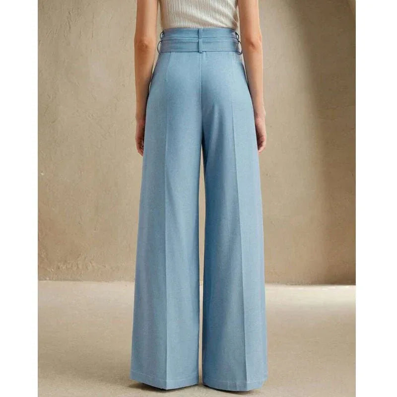 Wide-leg High Waist Double Belt Loop Jeans Bazaare Mart Retro Wide Leg High Waist Jeans