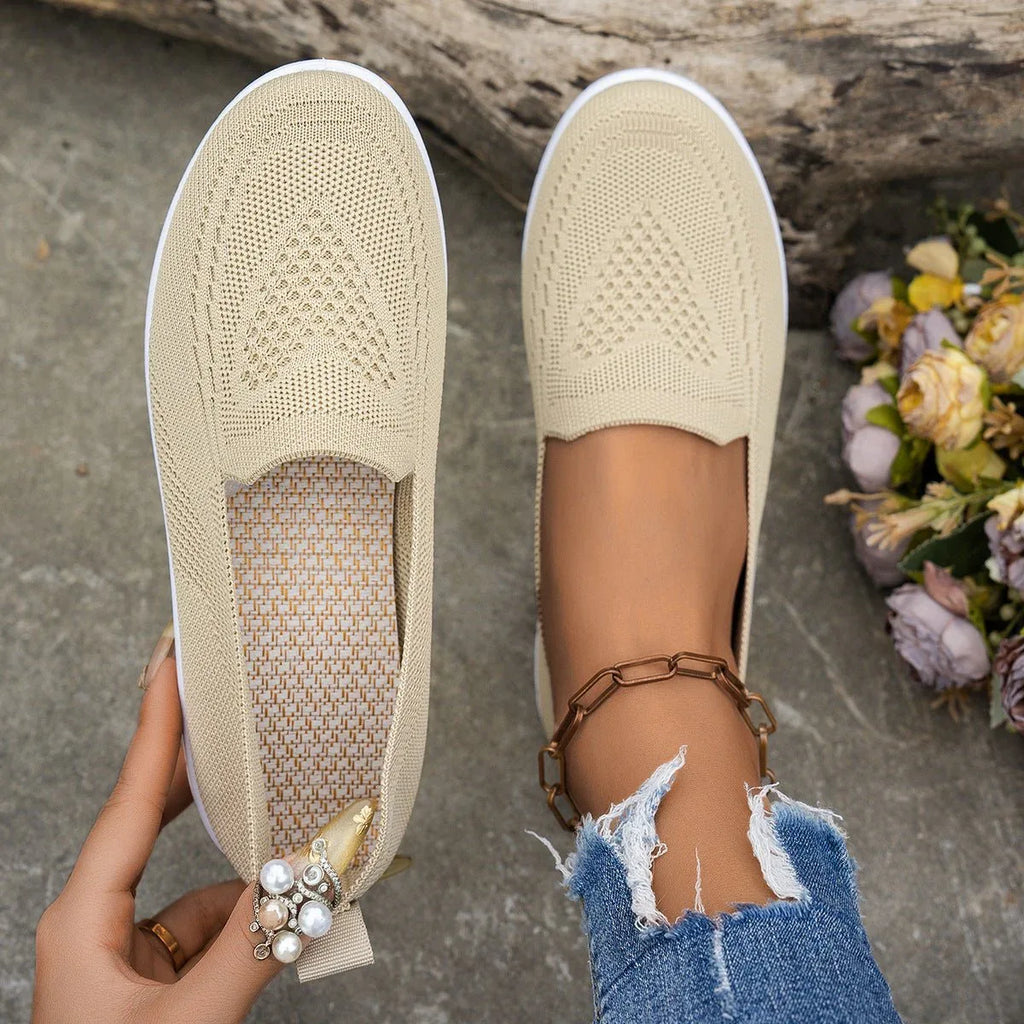 Women's Casual Flat Mesh Shoes Beige Bazaare Mart Airy Canvas Flats