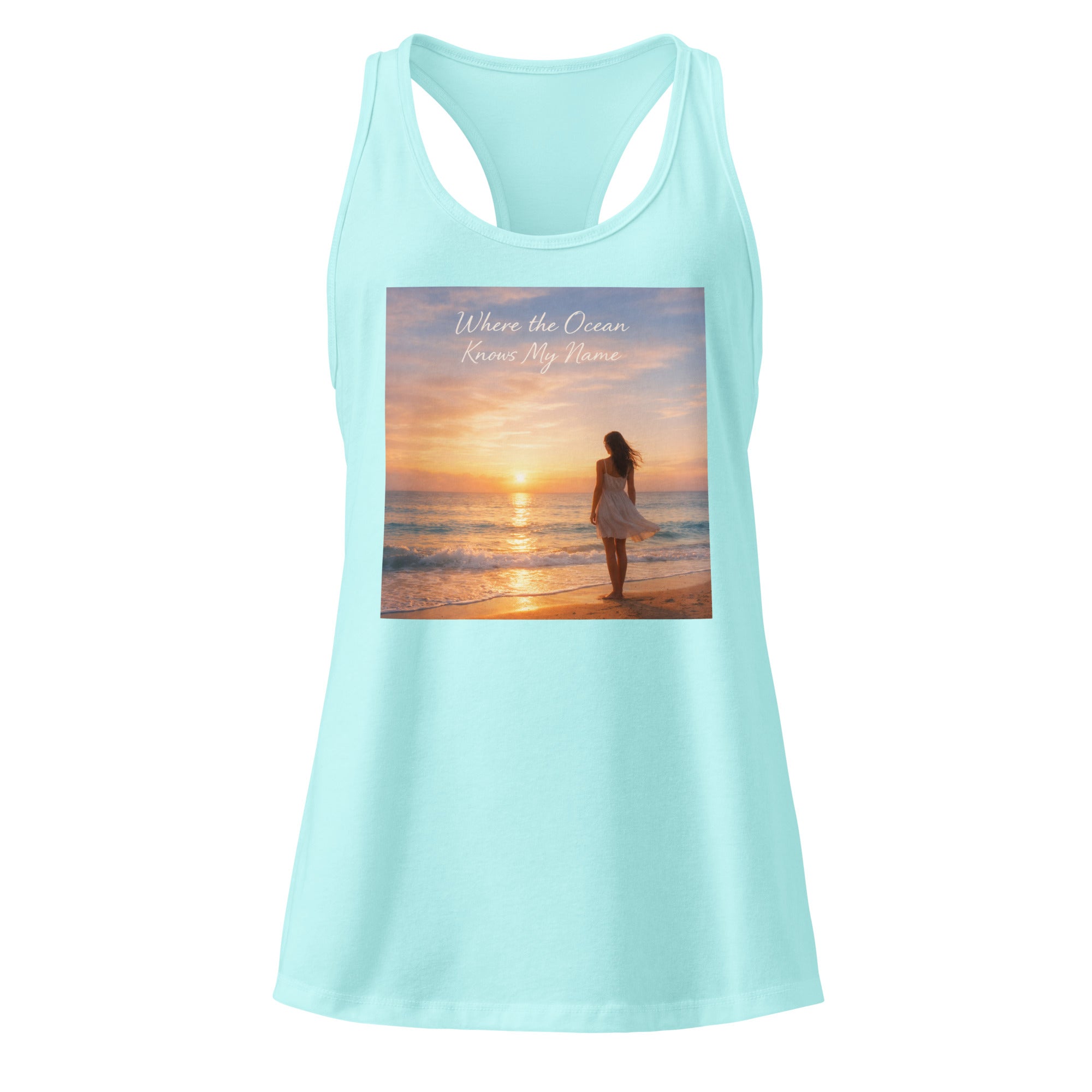 Where the Ocean Knows My Name Racerback Tank Top Cancun Bazaare Mart Graphic Tank