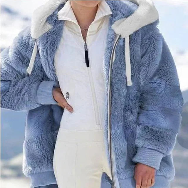 Plush Furry Hooded Jackets For Women