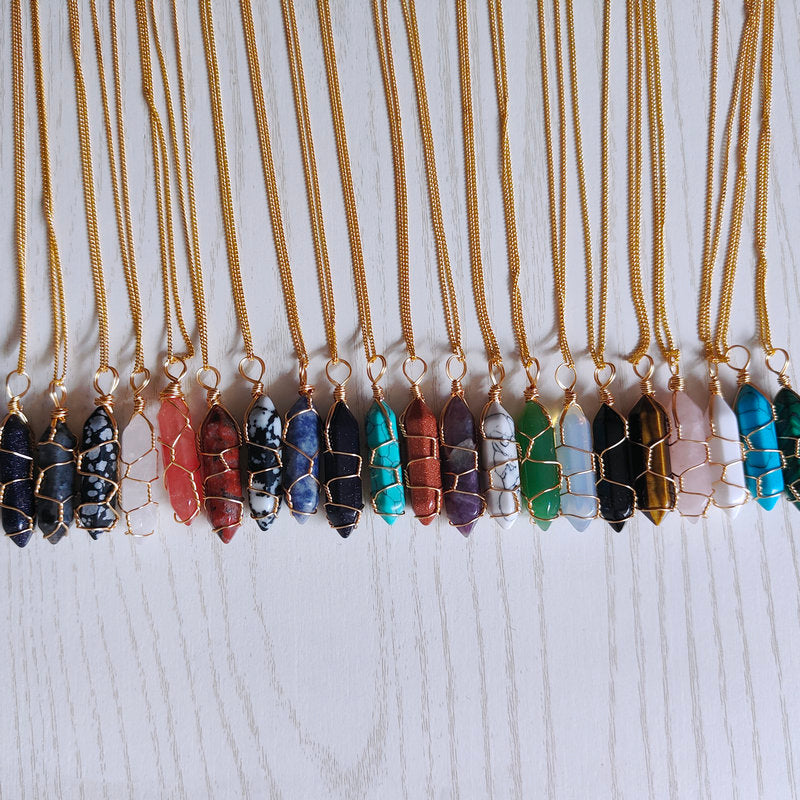 Hexagonal Bullet Natural Stone Necklace - Bazaare Mart
