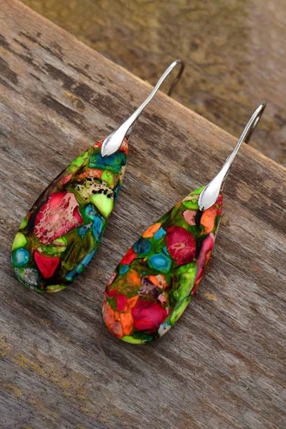 Handmade Teardrop Shape Natural Stone Dangle Earrings - Bazaare Mart