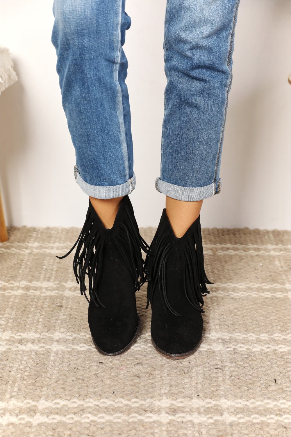 Women's Black Fringe Ankle Boots - Bazaare Mart
