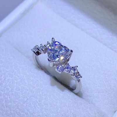 Heart Shaped 1 ct. Moissanite 925 Sterling Silver Ring