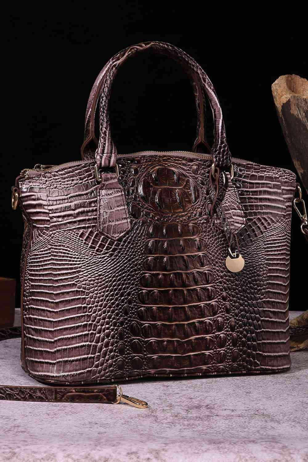 Colorful Gradient PU Alligator Satchel Handbag - Bazaare Mart