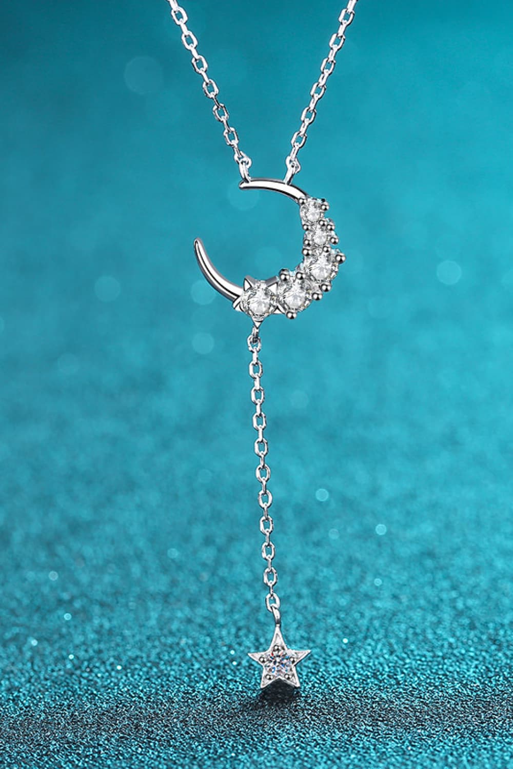 Star & Moon Moissanite Necklace - Bazaare Mart
