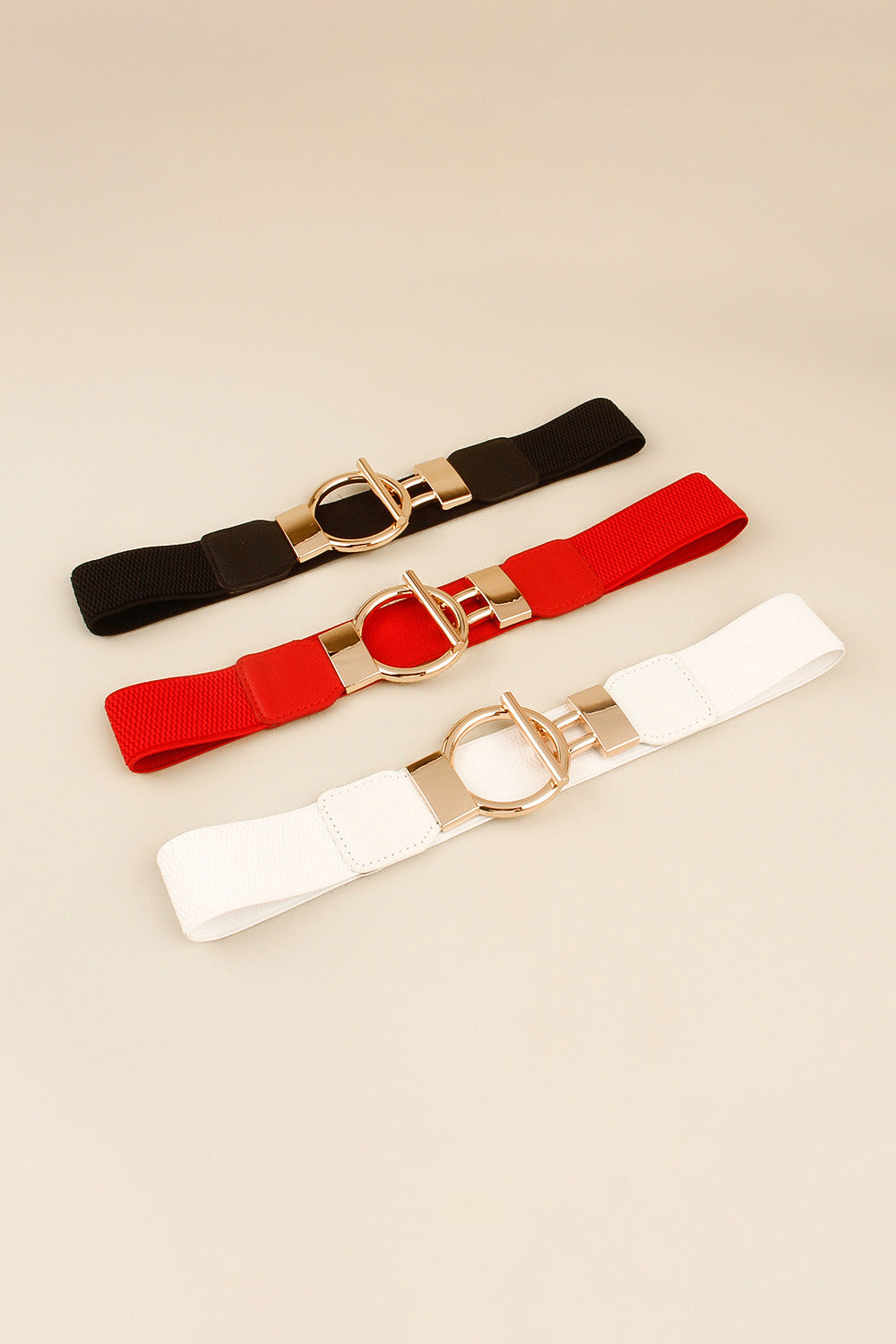 Gold Circle Buckle PU Leather Belt - Multi - Bazaare Mart