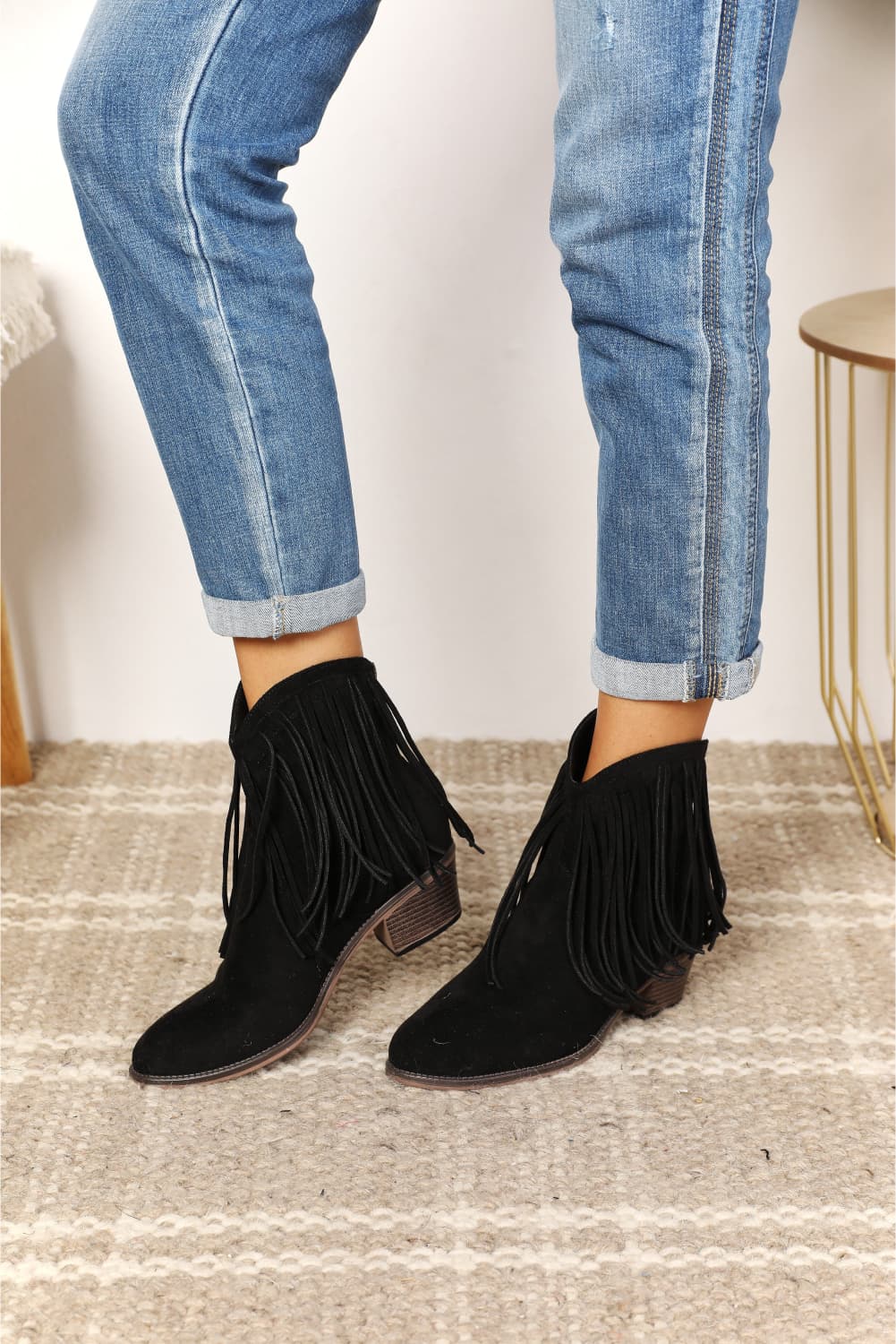 Women's Black Fringe Ankle Boots - Bazaare Mart