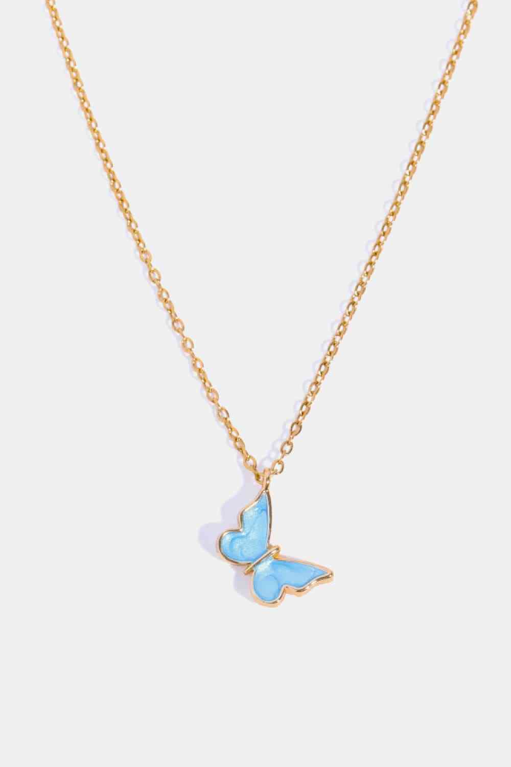 Blue and gold butterfly necklace