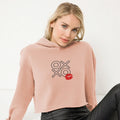 Women's XOXO Cropped Fleece Hoodie Peach Bazaare Mart