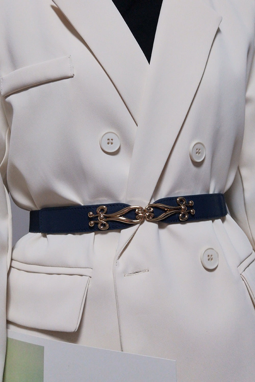 Thin Gold Buckle Elastic Belt - Bazaare Mart