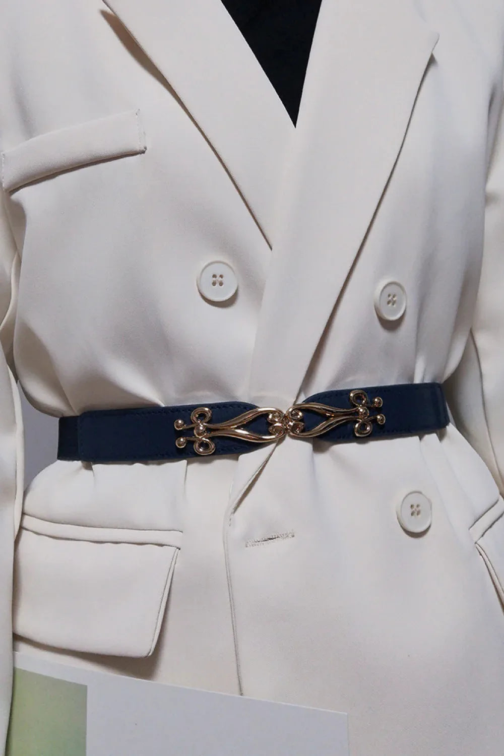 Thin Gold Buckle Elastic Belt Bazaare Mart Women's Belt