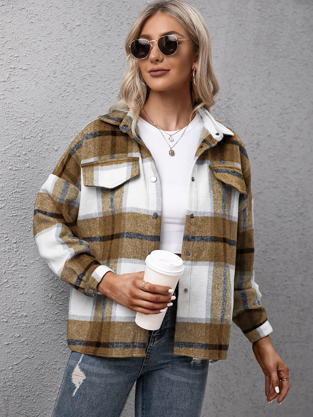 Washable Plaid Shirt Jacket