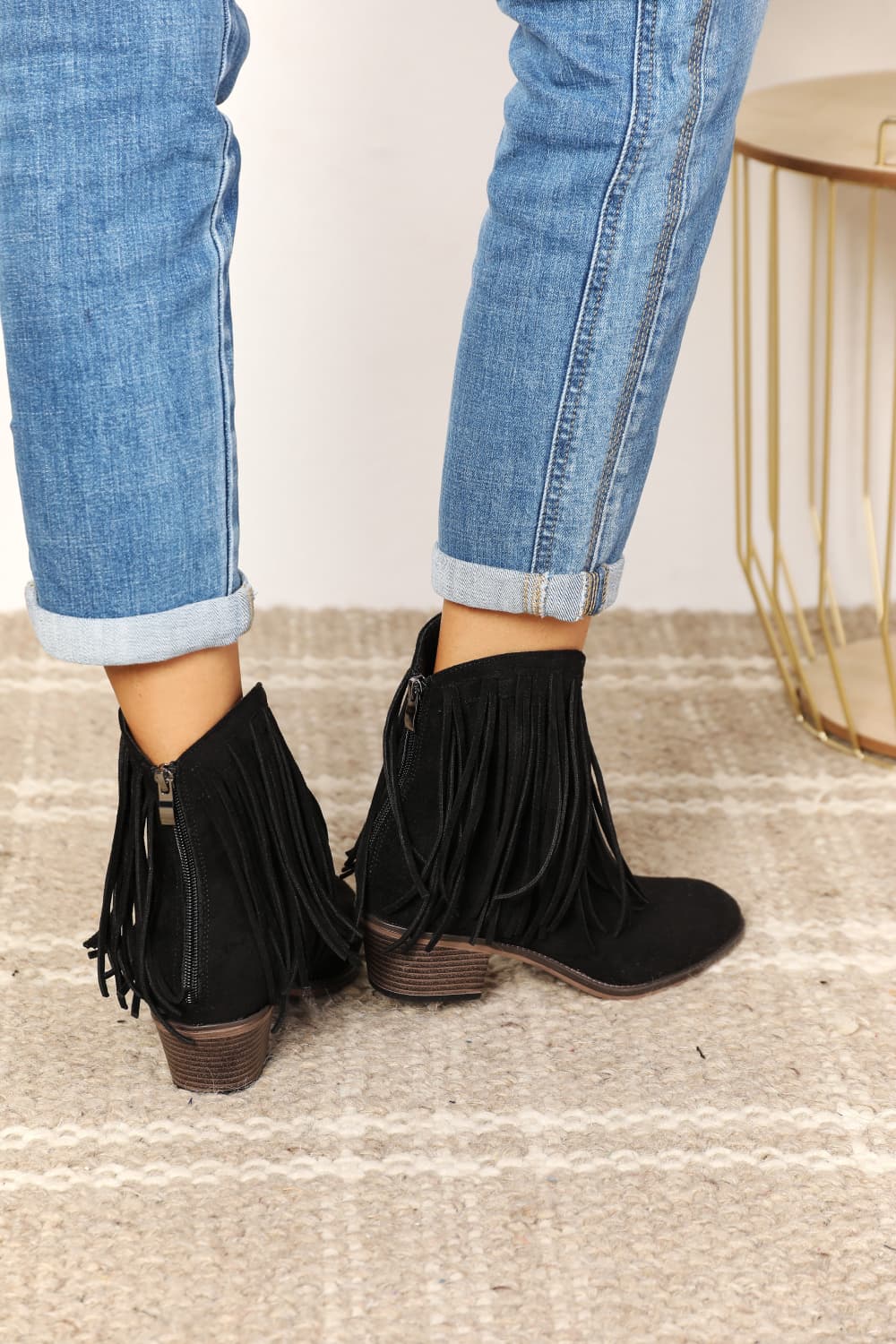 Women's Black Fringe Ankle Boots - Bazaare Mart