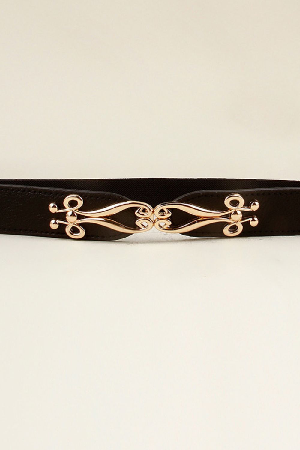 Brown Thin Gold Buckle Elastic Belt