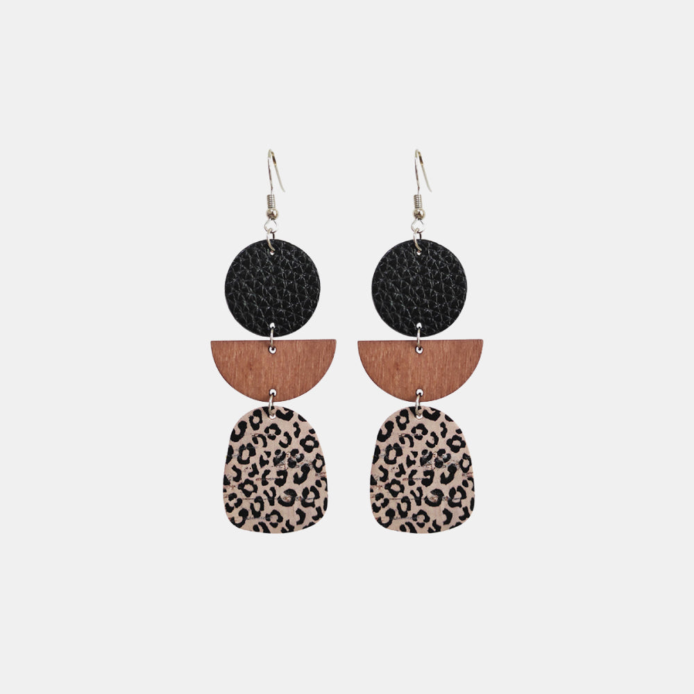 Tribal Leopard Geo Dangle Earrings