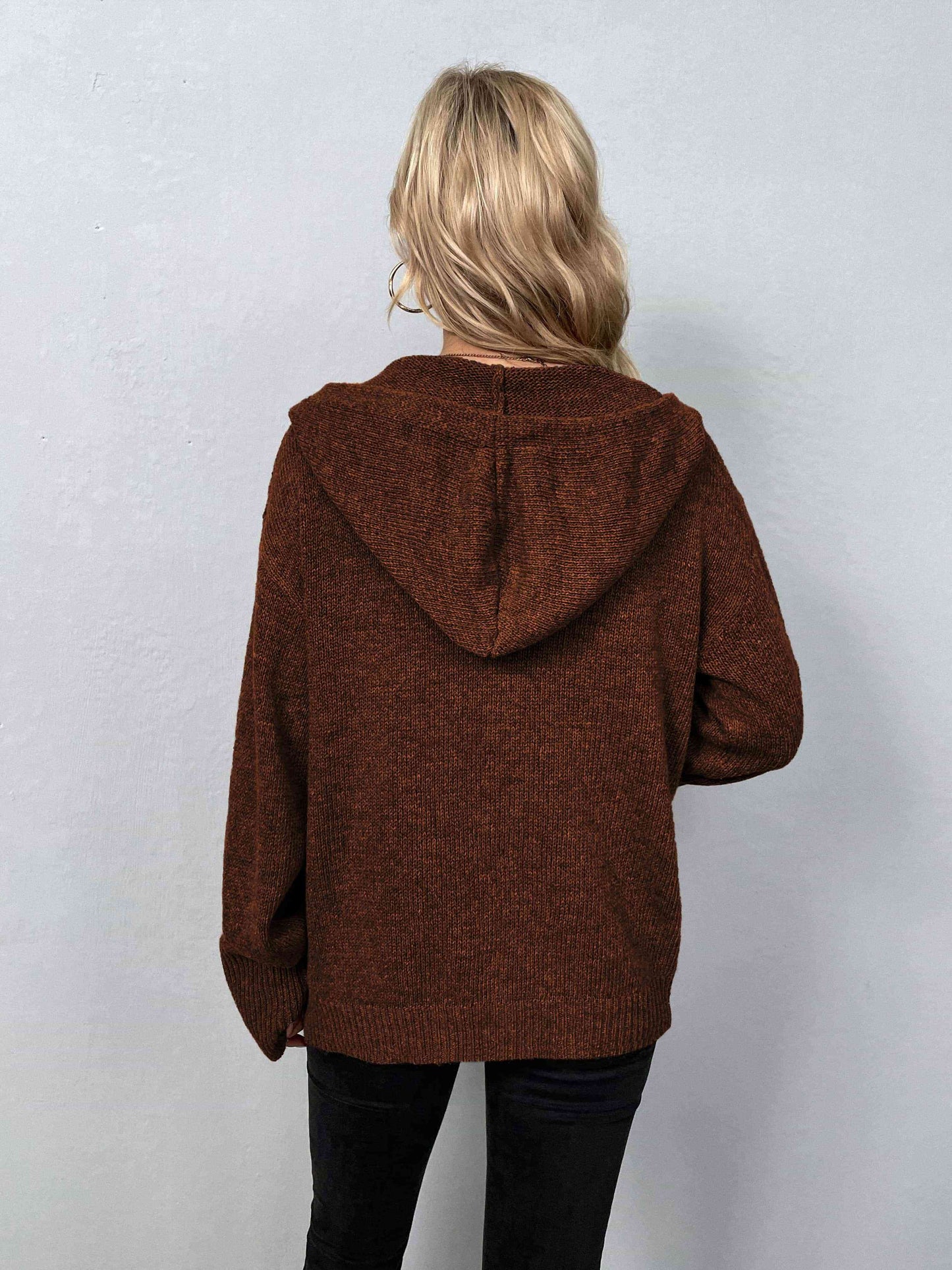 Button-Down Hooded Sweater