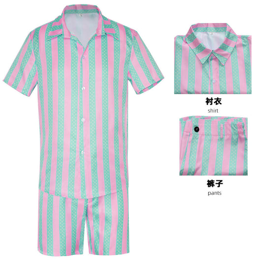 Ken Pink and Green Stripe Beach Outfit