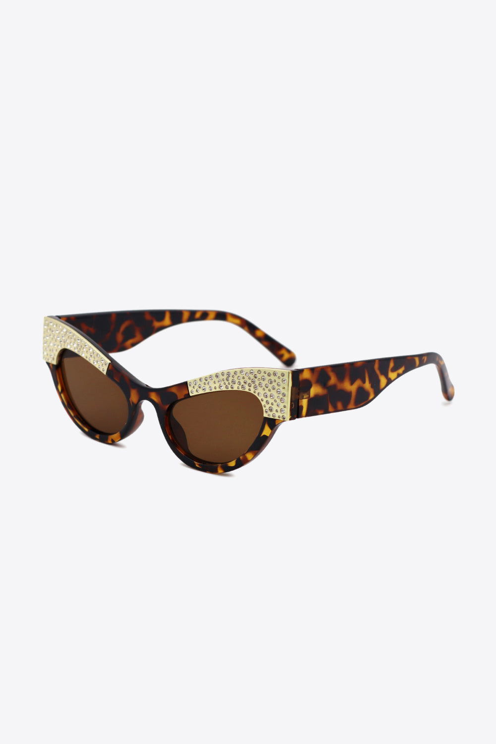 Rhinestone Trim Cat-Eye Sunglasses - Bazaare Mart