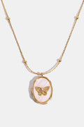 Gold Plated Shell Inlayed Butterfly Locket Necklace Gold One Size Trendsi Necklace