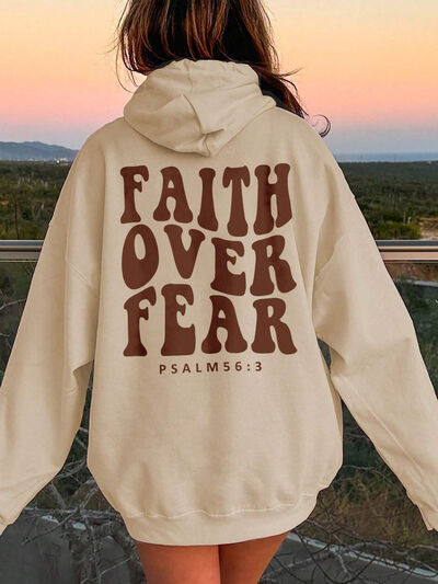 Beige FAITH OVER FEAR Hoodie