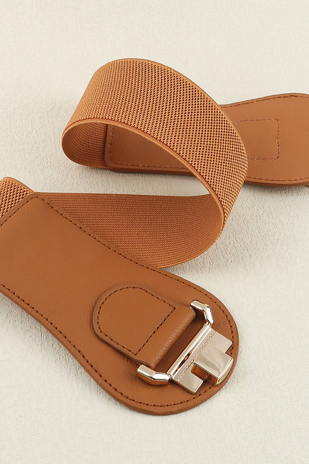 Wide Gold Clasp Buckle Elastic Belt - Bazaare Mart