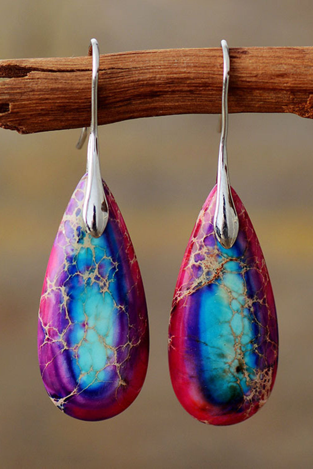 Handmade Teardrop Shape Natural Stone Dangle Earrings - Bazaare Mart