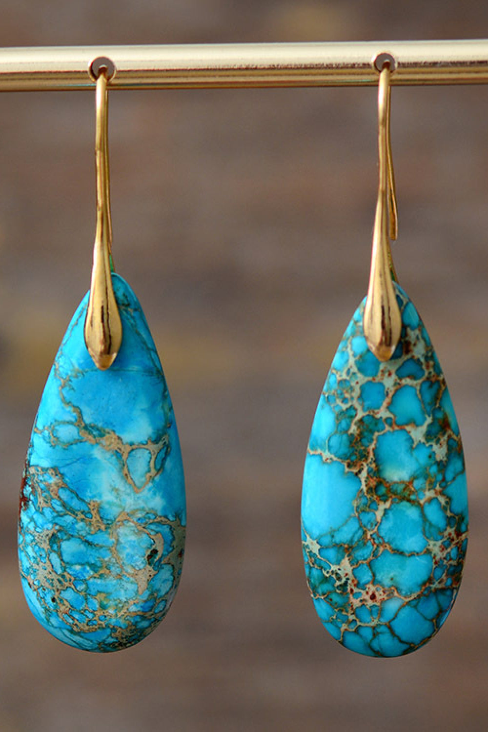 Handmade Teardrop Shape Natural Stone Dangle Earrings - Bazaare Mart