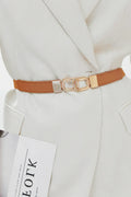 Geometric Double Buckle Elastic Belt Ochre One Size Bazaare Mart Belt