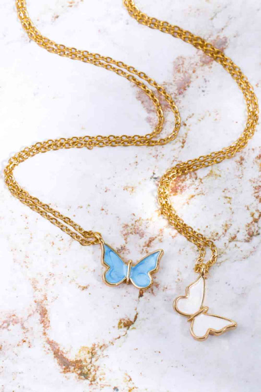 Blue and white 14K Gold-Plated Copper Necklaces