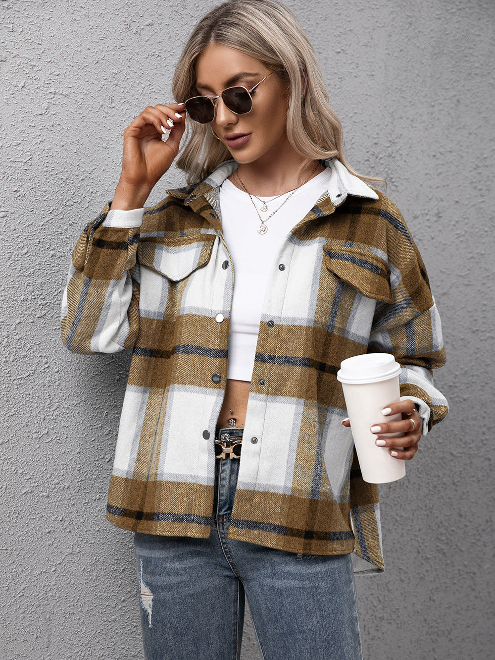 Washable Plaid Shirt Jacket - Bazaare Mart