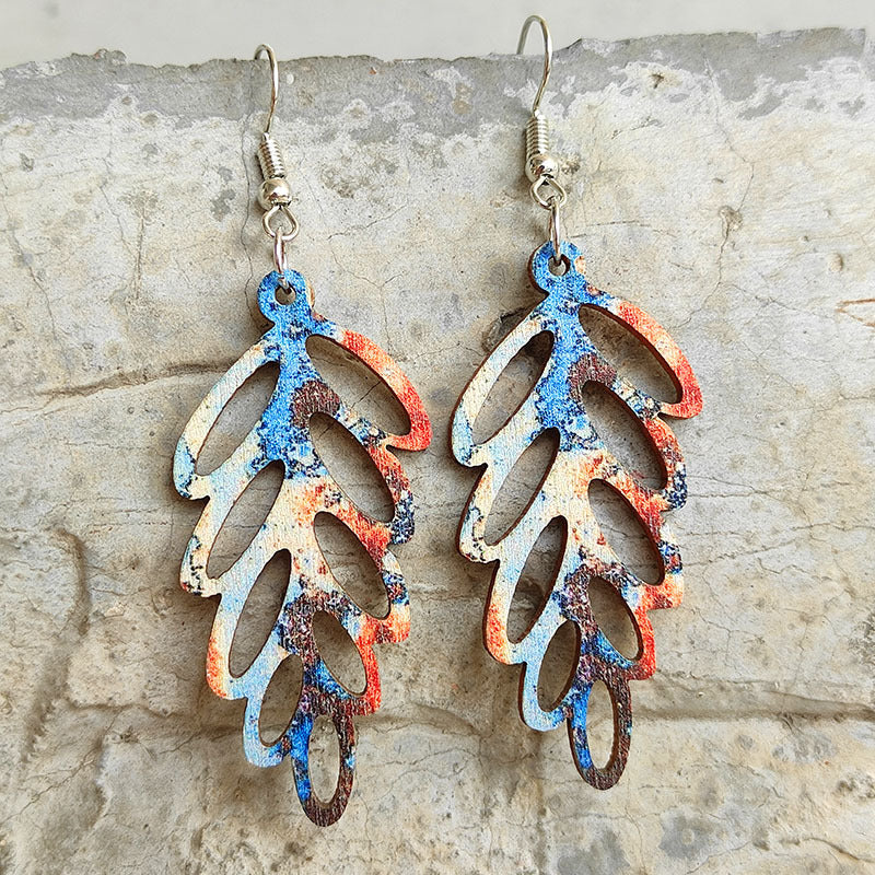 Leaf Shape Wooden Dangle Earrings - Bazaare Mart