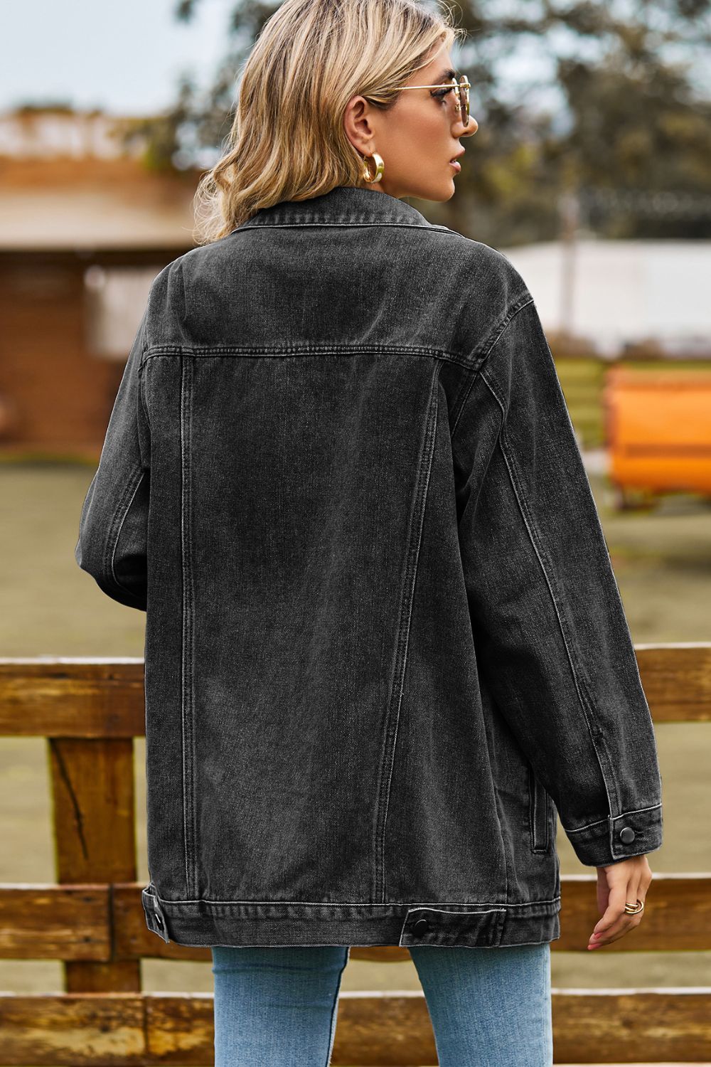 Denim Jacket with Pockets - Bazaare Mart