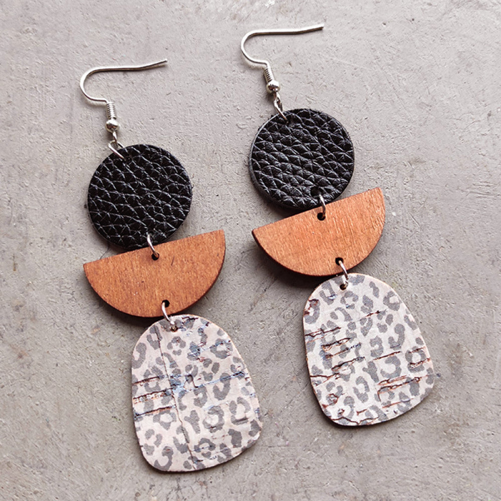 Tribal Leopard Geo Dangle Earrings